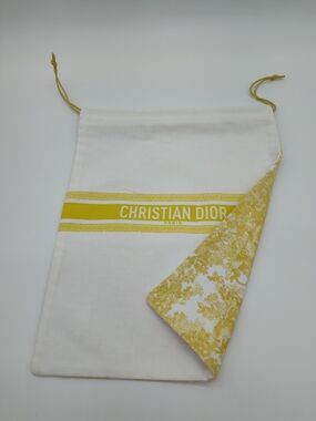 CHRISTIAN DIOR Yellow Toile de Jouy Dust Bag Drawstring Gift Pouch NWOT NIP